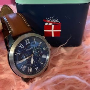 Fossil Men's Grant Leather Chronograph Watch